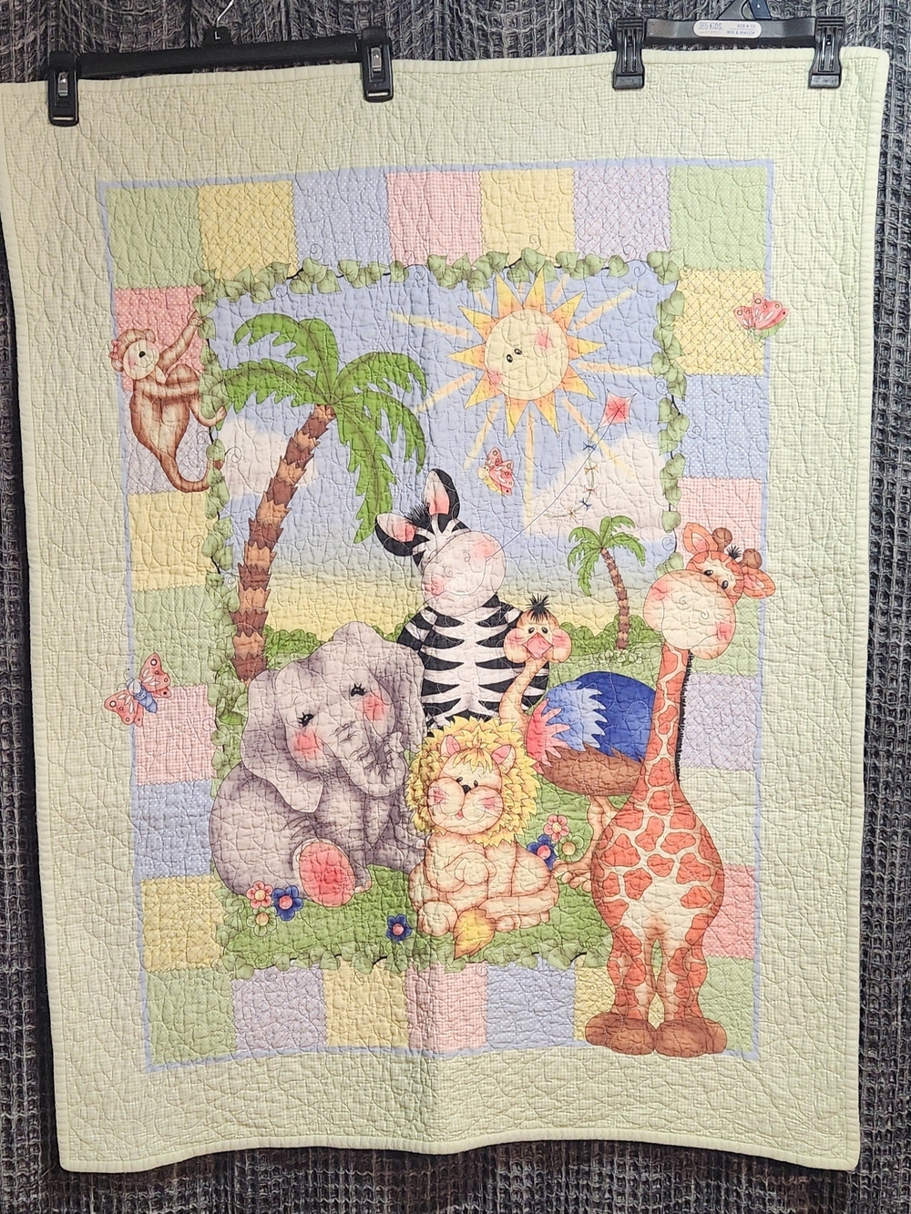 Handmade Colorful Jungle Animals Baby Quilt